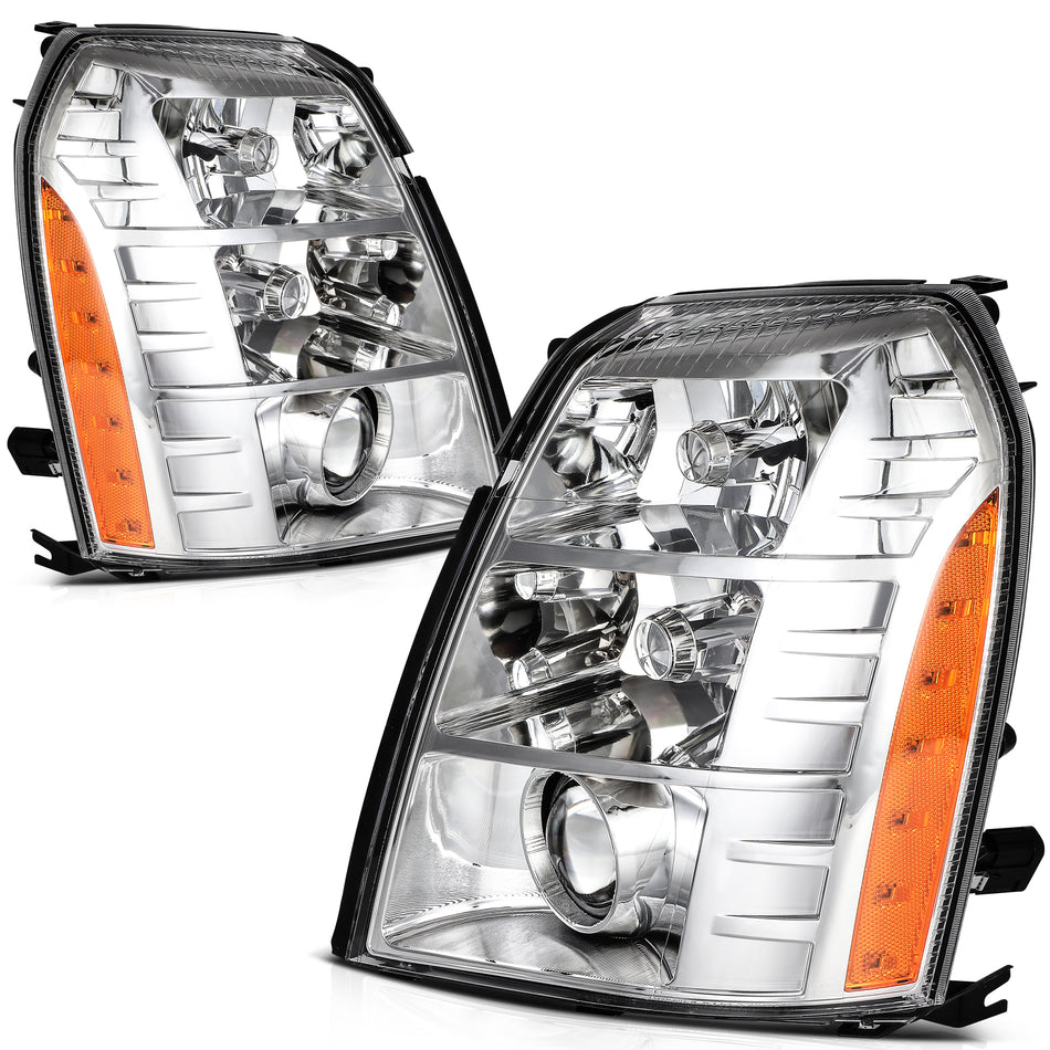 Pair HID Projector Headlight with Ballast & HID Bulb For 2007-14 Cadillac Escalade