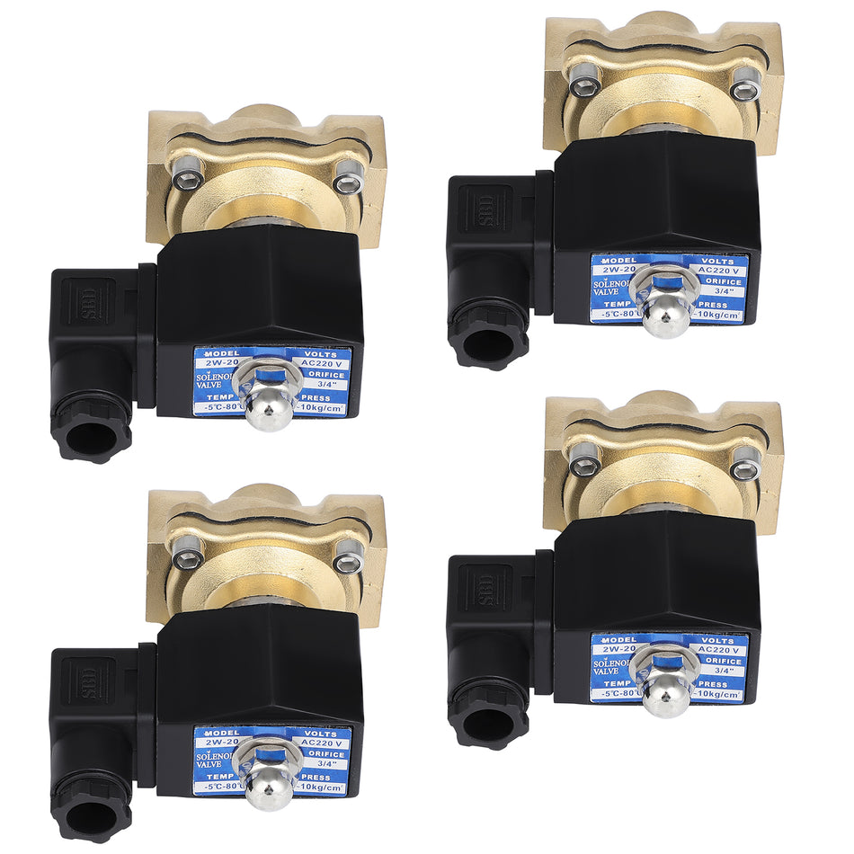 4PCS 3/4inch NPT 220V-240V Brass Electric Solenoid Valve NPT Gas Water Air N/C