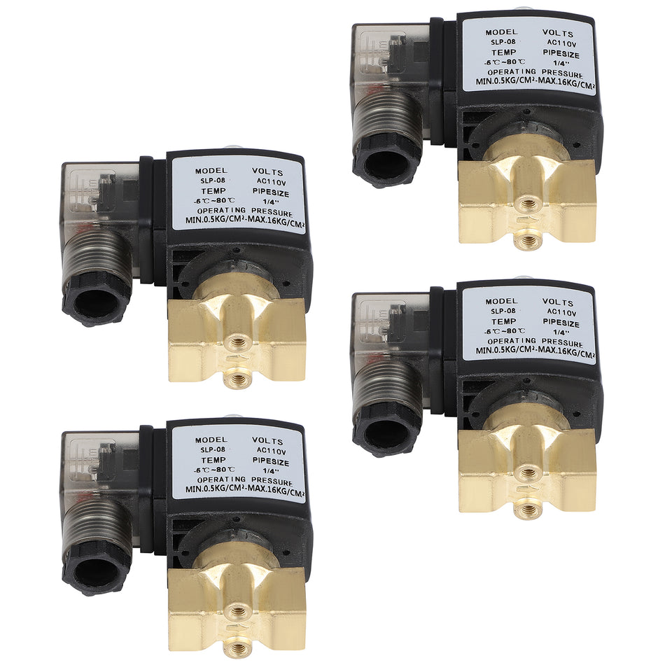 4PCS 1/4inch NPT 110V-120V Brass Electric Solenoid Valve NPT Gas Water Air N/C