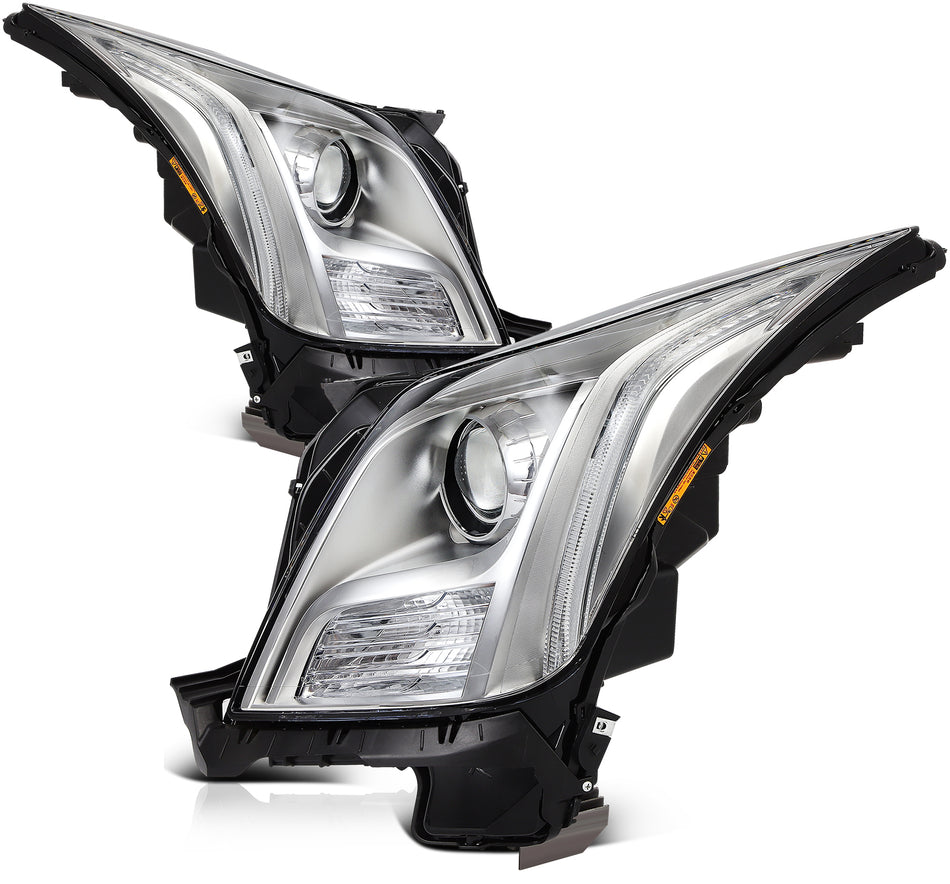 For 2013-2017 Cadillac XTS 3.6L LED HID/Xenon Chrome Headlights Assembly Pair
