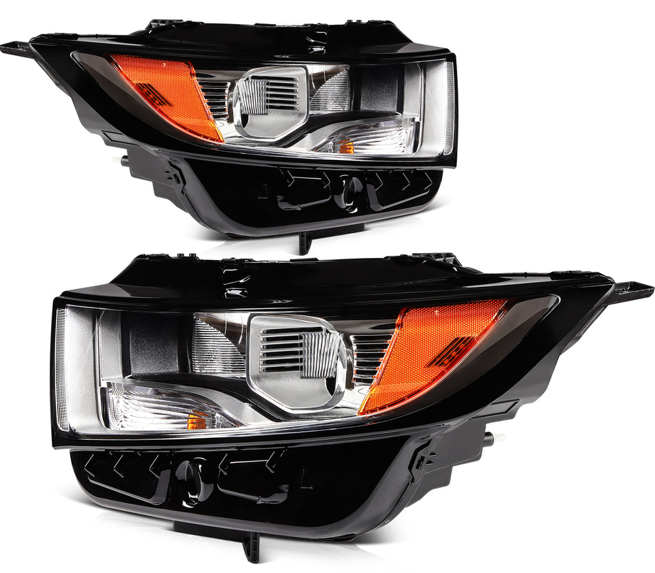 2pcs/Pair Chrome Amber Headlight For 2011-2016 Ford F-250 F-350 F-450 Super Duty