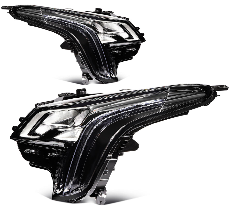 Pair For 2018-2019 Cadillac XTS Headlights Assembly Chrome Housing with LED DRL