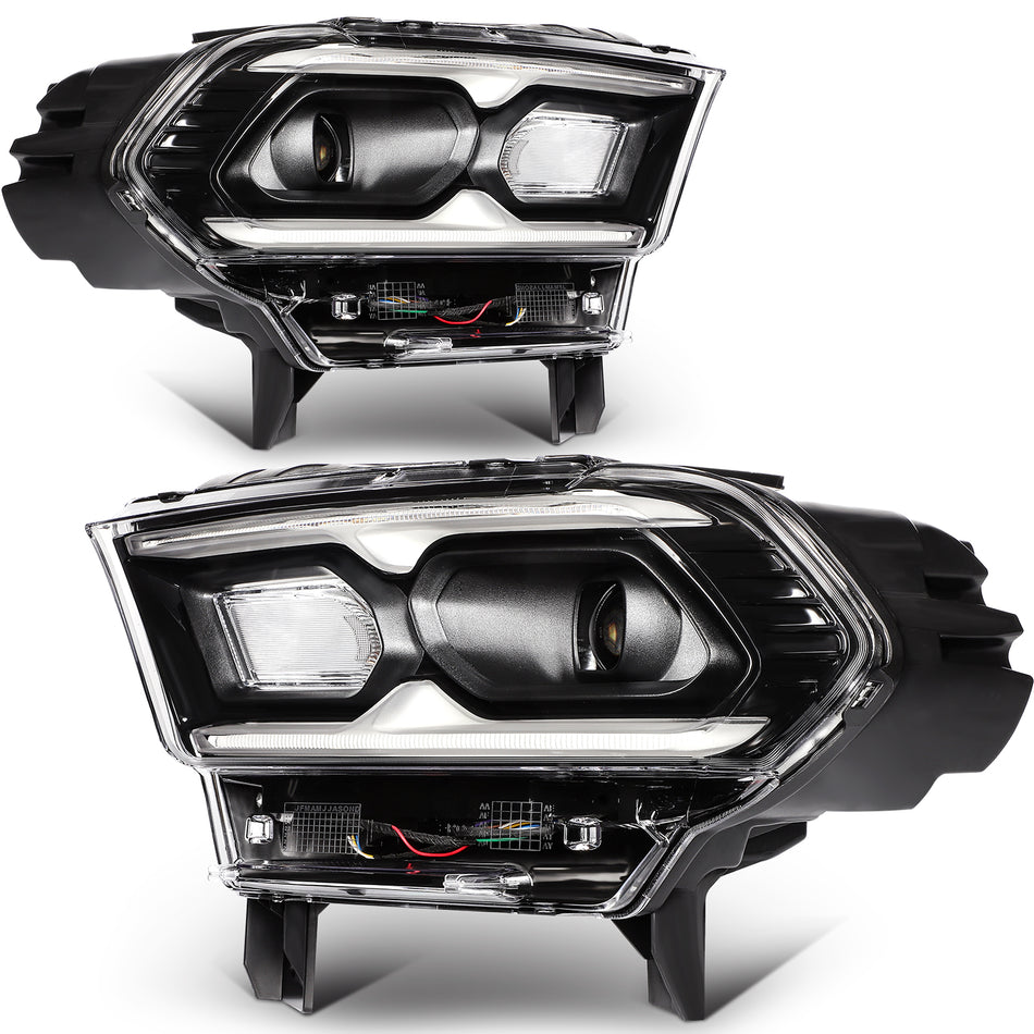 For Dodge Durango 2021-2024 Black Housing withLED DRL Headlights Assembly Pair