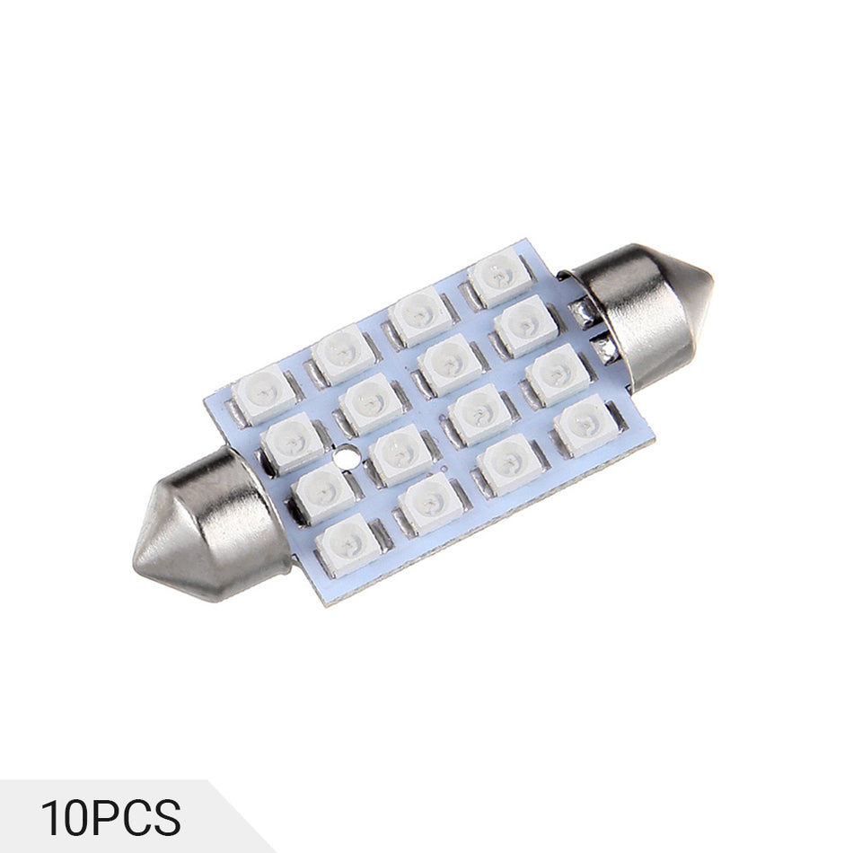 42mm Festoon Interior LED Bulb 16-5050-SMD Blue 10PCS for Dome Map Door Light Trunk Cargo light