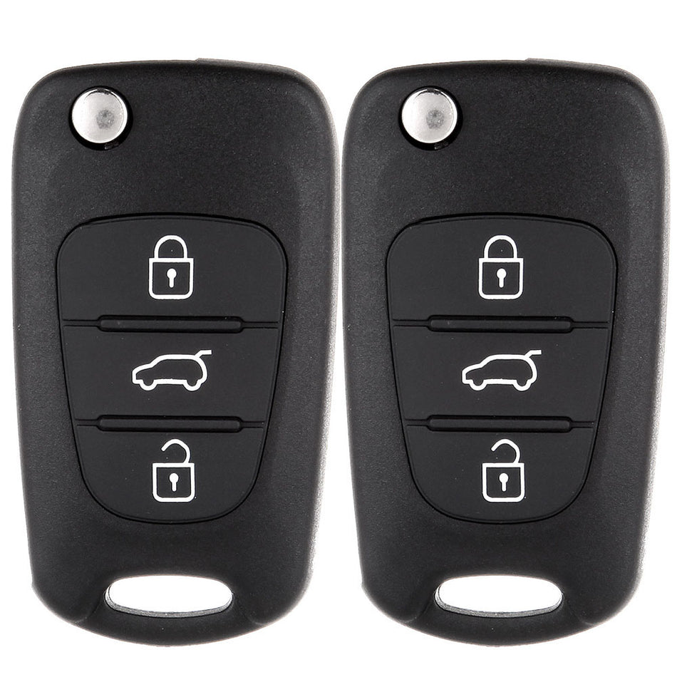 2pcs Flip Folding Remote Car Key Shell For 11-13 Kia Rio 07-11 Kia Rondo Keyless Entry Remote Fob