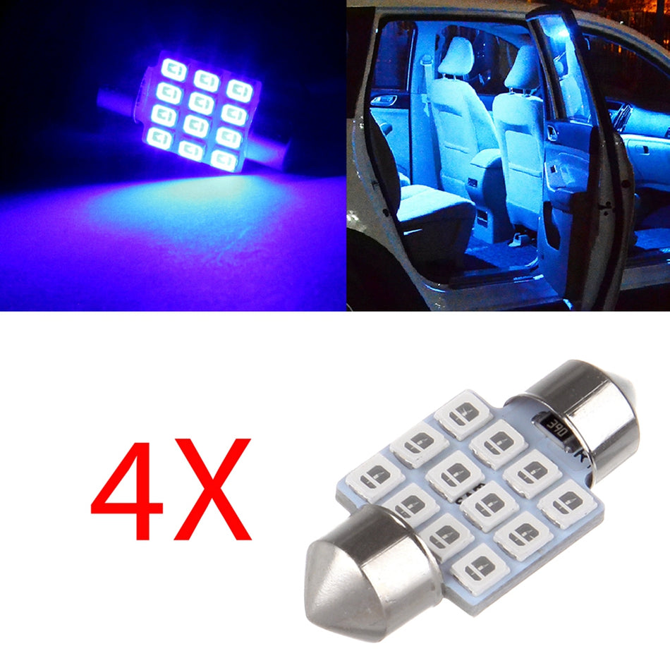 31mm Blue Festoon Interior LED Bulb 12-2835-SMD 4PCS for Dome light Map light Glove Box light Canbus Error Free