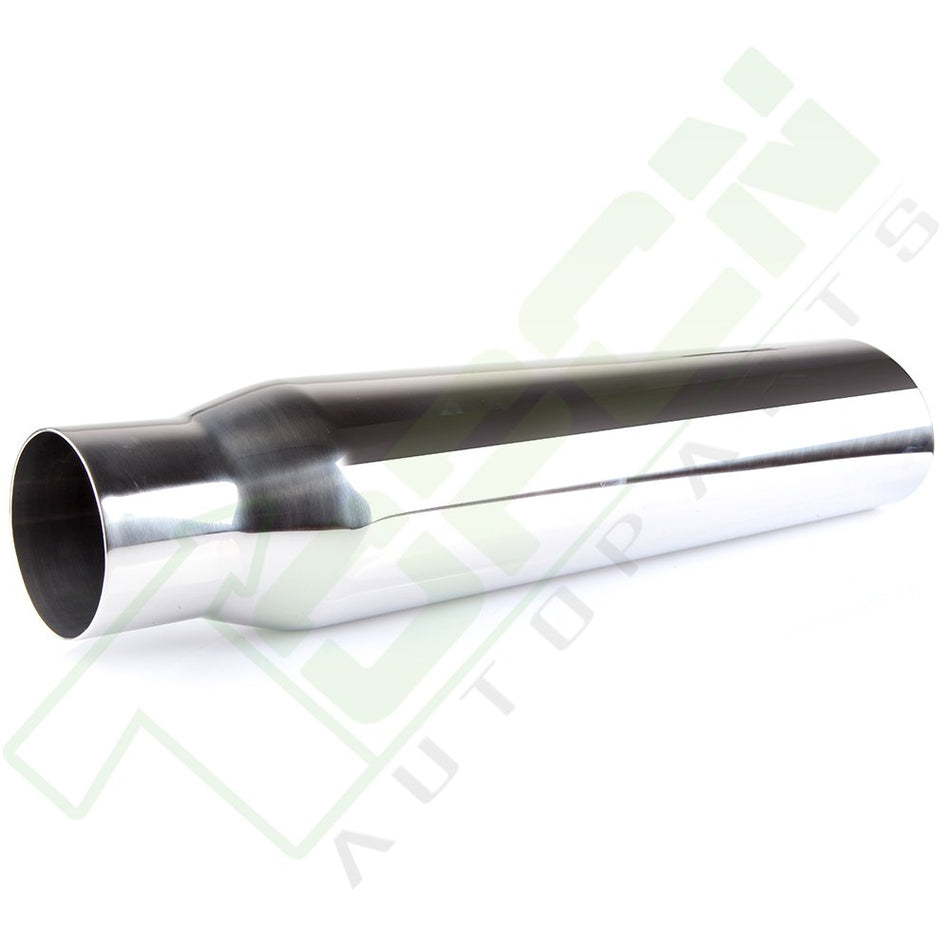 Exhaust Tip 2.5inch Inlet / 3.5inch Outlet / 18inch Long Stainless Silver Rolled Edge