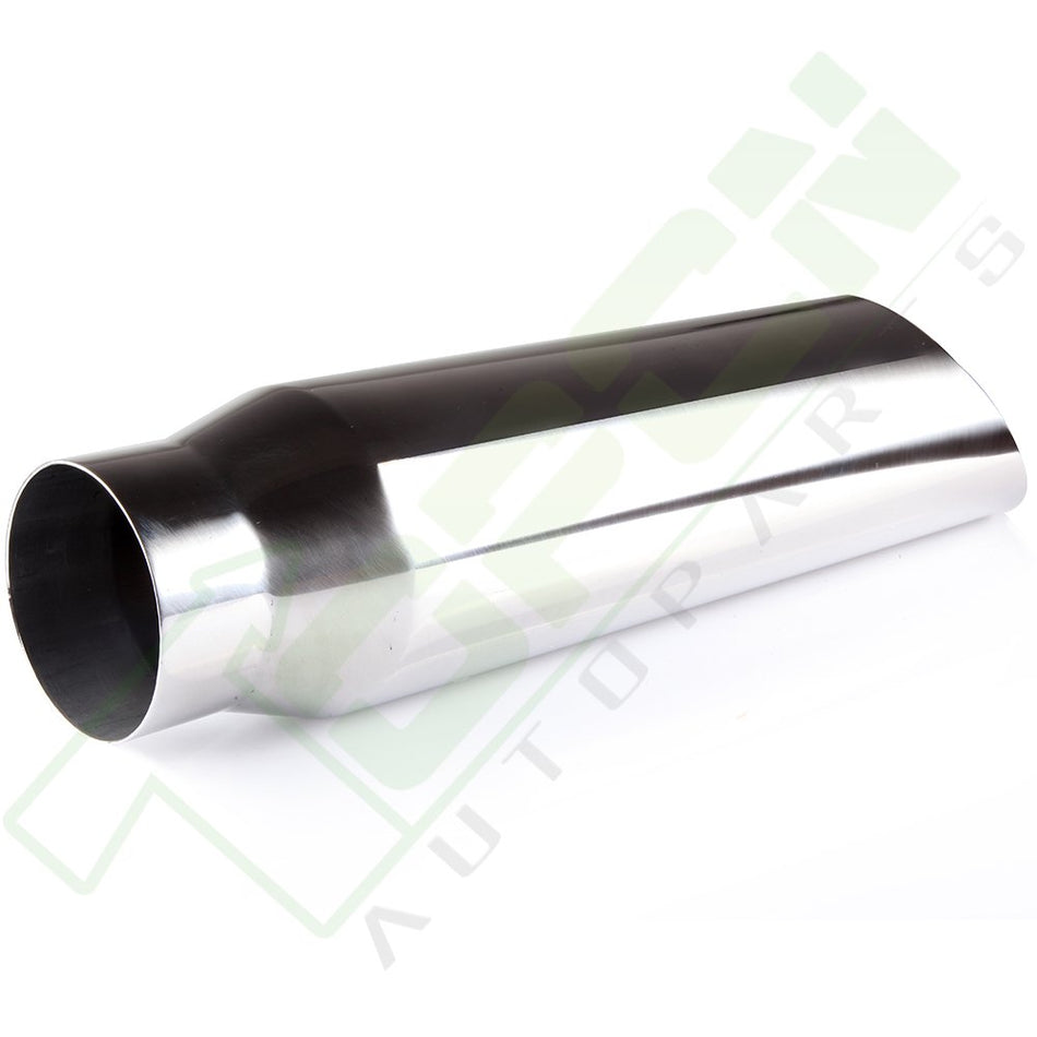 Exhaust Tip Pipe Weld On 3inch Inlet Stainless Steel Angle Cut 4inch Outlet 18inch Long