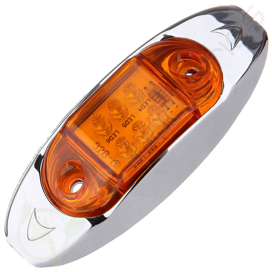 1PC 12V Waterproof Lens 6LED Indicator Amber Trailer Truck Side Marker Light US