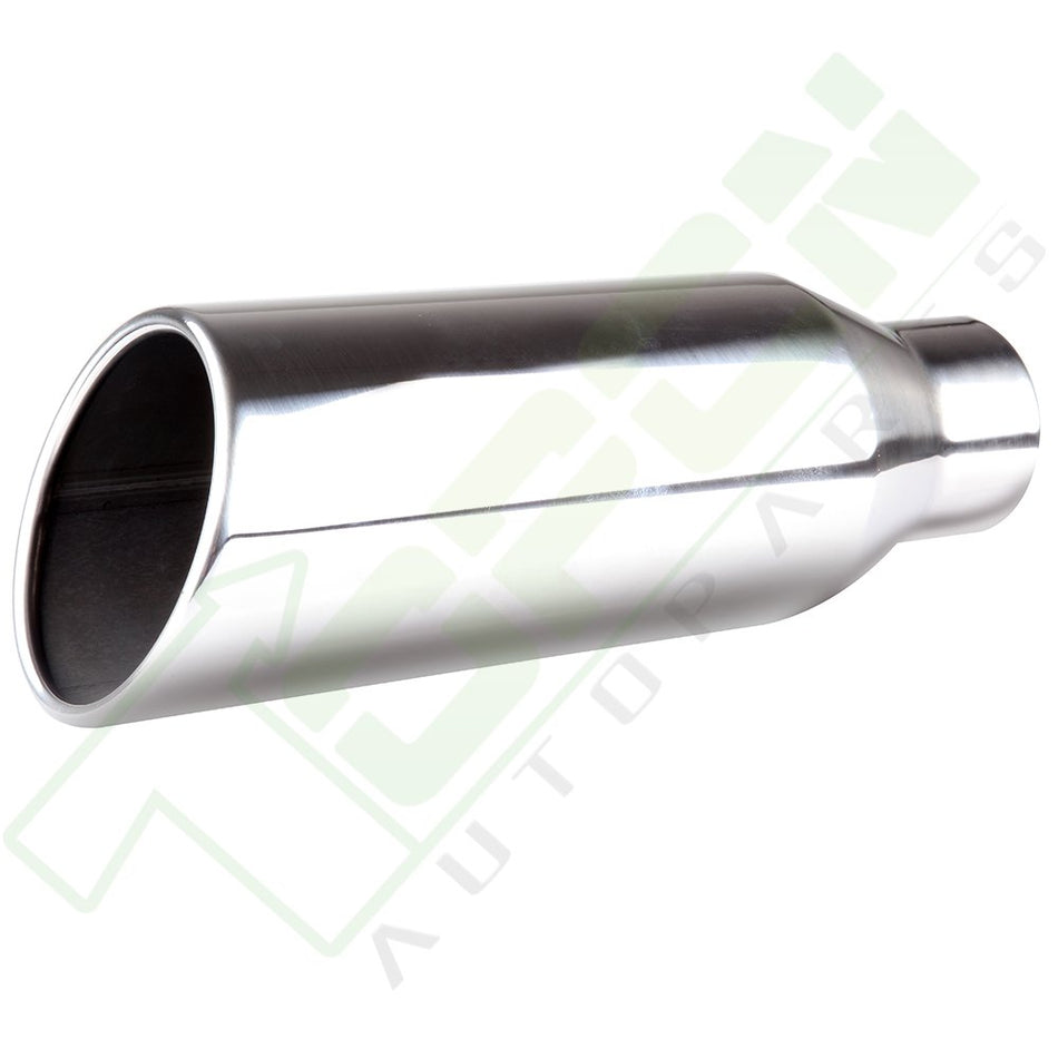 2.5inch Inlet - 4inch Outlet - 12inch Long Exhaust Tip Stainless Steel Rolled Edge