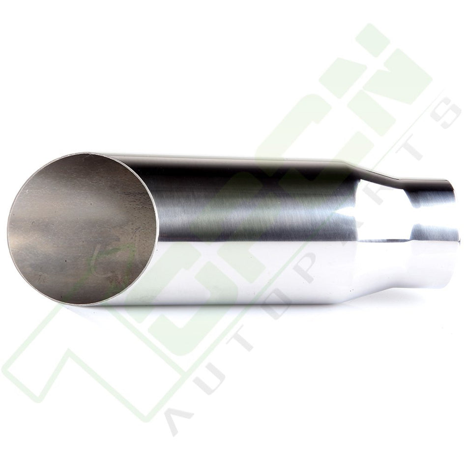 Exhaust Tip 3inch Inlet / 4inch Outlet / 12inch Long Weld on Stainless Steel Angel cut