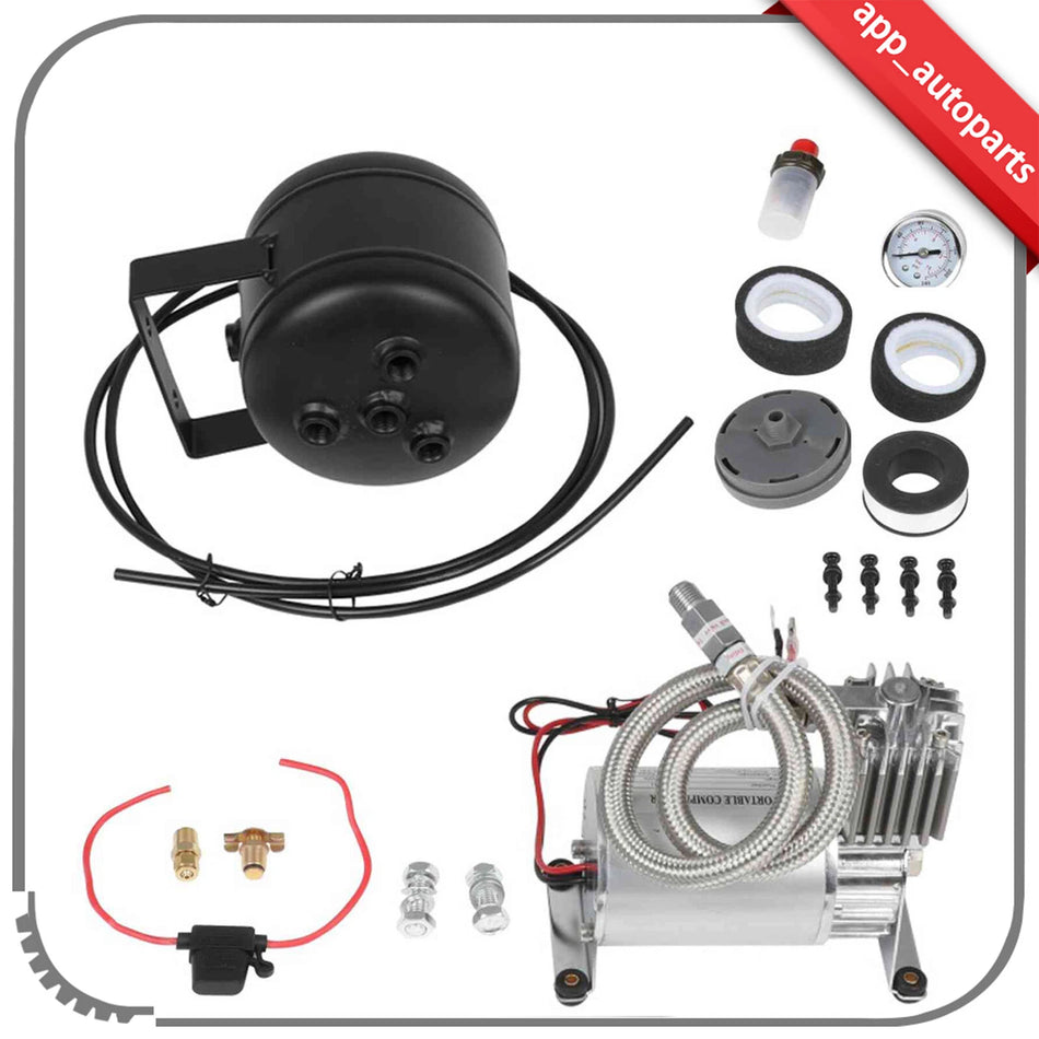 12V 0.5 Gallon Air Tank 150PSI Horns Compressor Gauge For Train Air Suspension